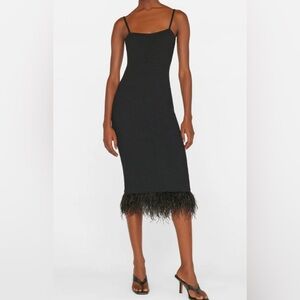 Frame Black Crochet Feather Hem Dress
